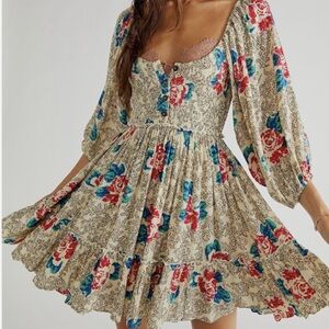 Free People Summer Picnic Mini Dress EUC